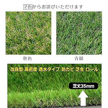 Amazon.co.jp: 人工芝生 人工芝 ロール 芝丈35mm【青緑•秋色